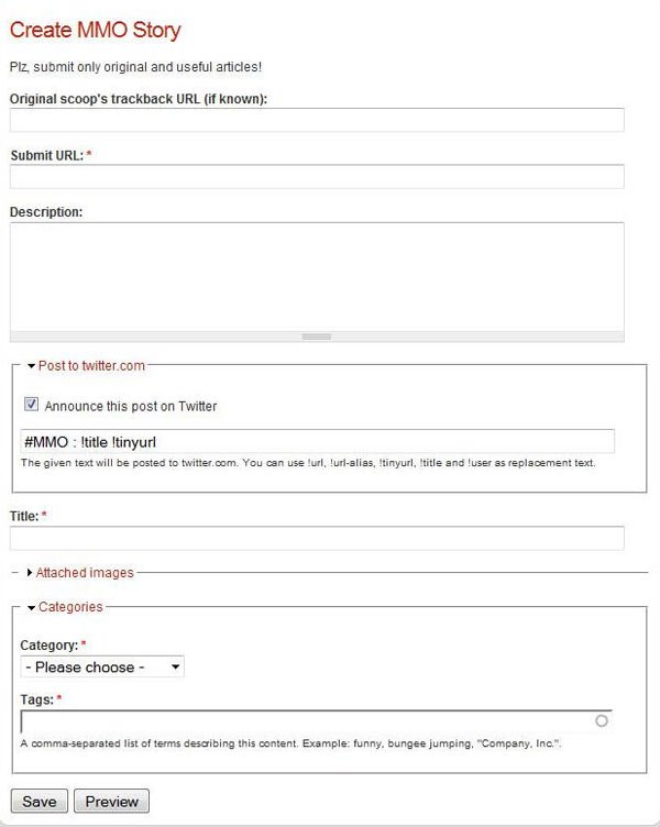 mmo_screenshot MMO Social Network submit page