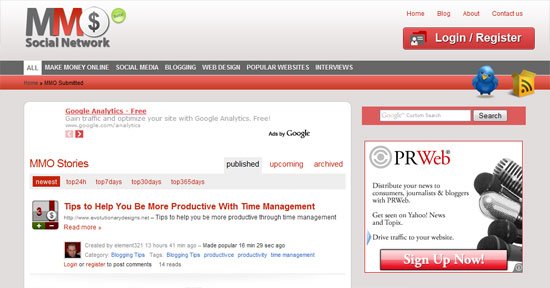 mmo_socialnetwork_site Making Money Online Social Network & Bookmark site