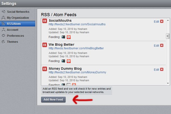 hootsuite add new feed