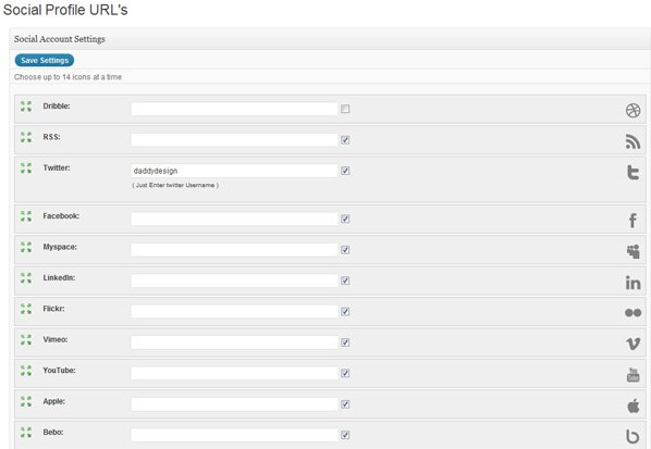 social profile settings social profile settings
